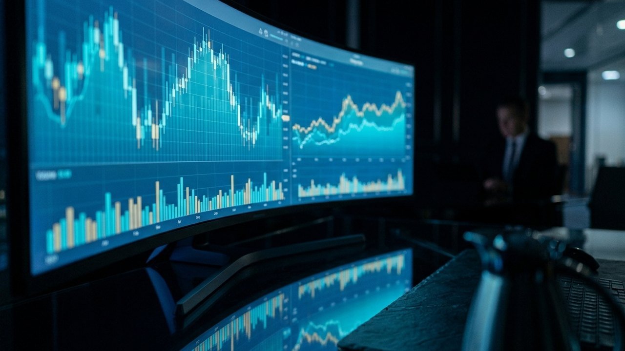A trading platform open on a desk